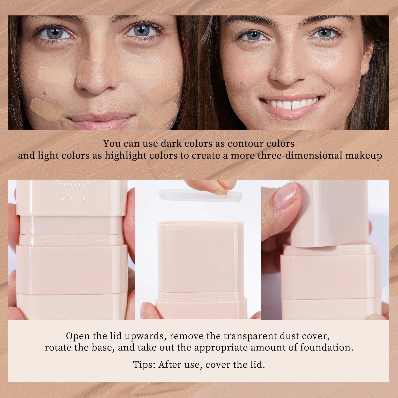 O'cheal 2-in-1 Concealer Foundation & Contour Stick 20g