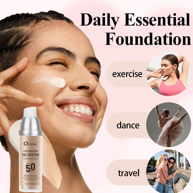 Color Changing Liquid Foundation,Waterproof Concealer,Full Coverage Moisturizing Oil-Control Whitening Cosmetics Lasting Makeup
