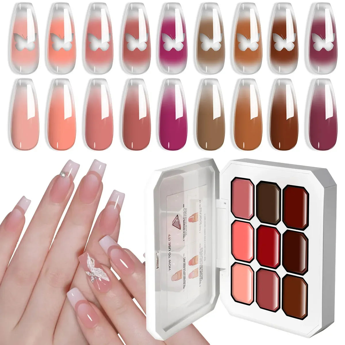 LIMEGIRL 7in1 Nail Gradient Gel Kit Long-lasting Nail Gel Polish Hybrid Color High Texture Gradient Nail Gel for Nail Salon Art