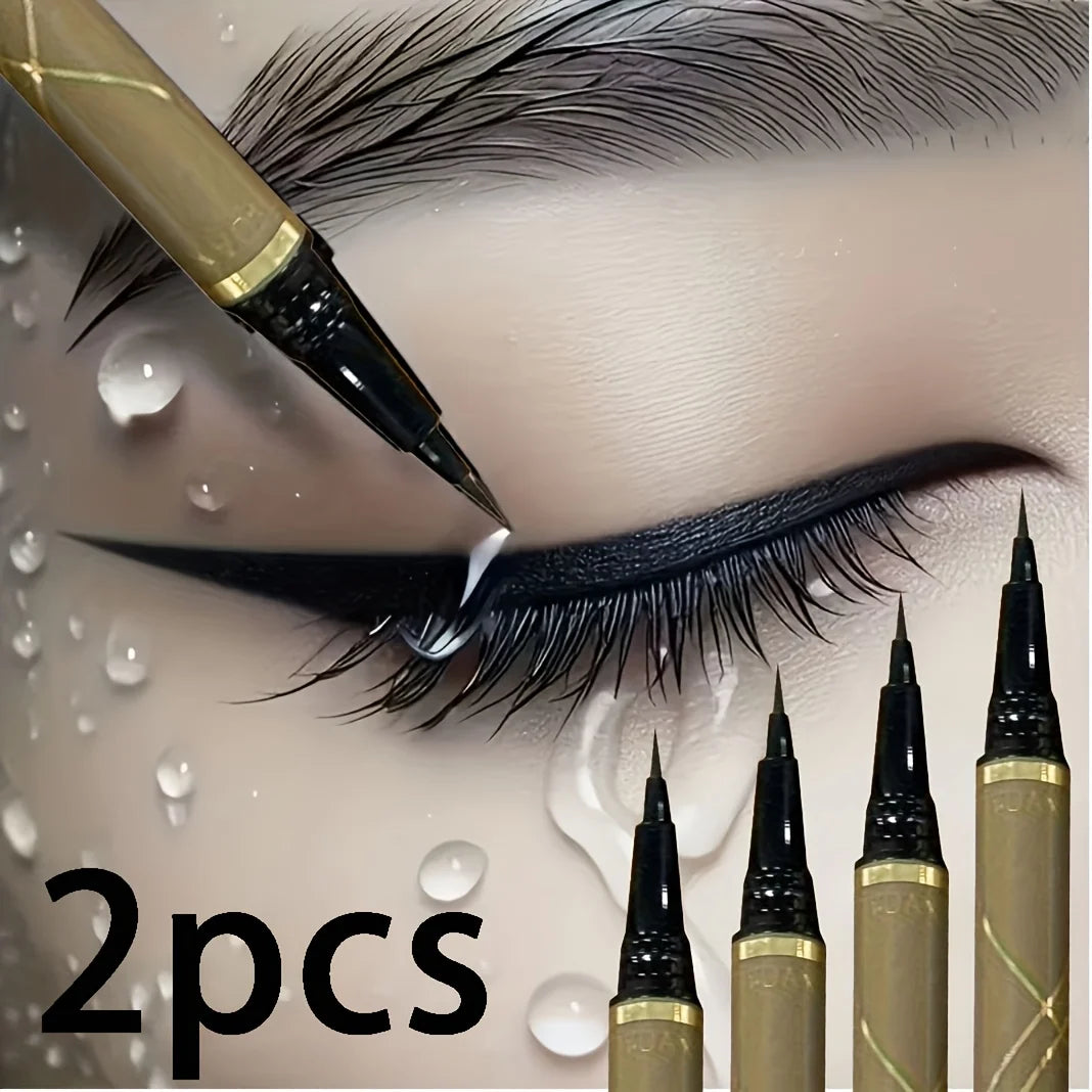Long-Lasting Liquid Eyeliner Pen - Black Waterproof Fine Tip