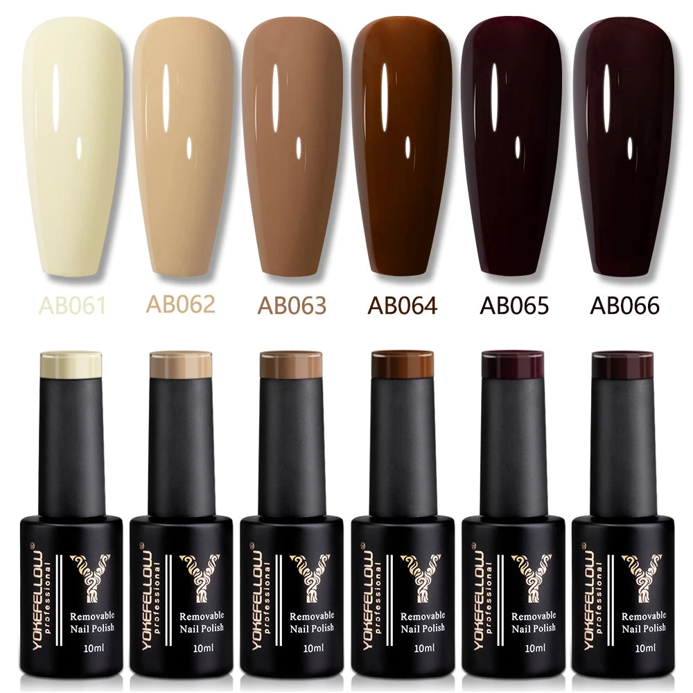 YOKEFELLOW 2022 New Color 10ML Nail Gel Polish Semi Permanent Gel Varnish Base Top Coat 122 Soak Off Colors Organic Nail Varnish