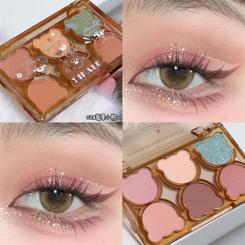 6 Colors Matte Eyeshadow Palette Fine Shimmering Pearlescent Smoky Gray Red Black Eye Shadow Wine Red Eye Makeup Wholesale