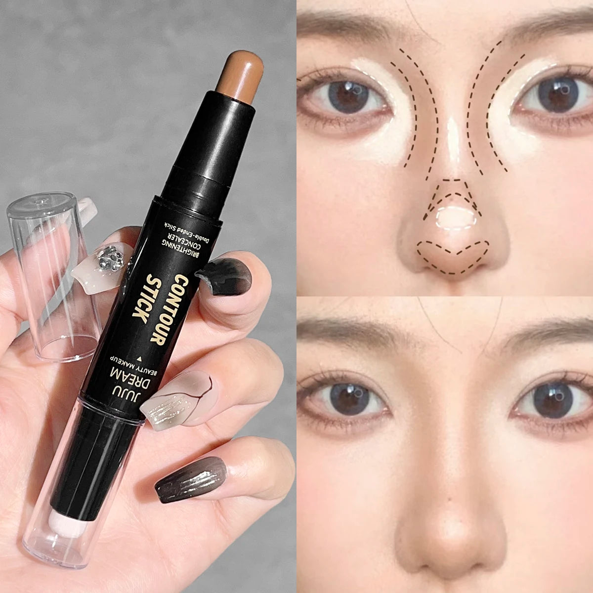 Dual-ended highlighter wand 2-in-1 concealer pen natural three-dimensional shadow wand