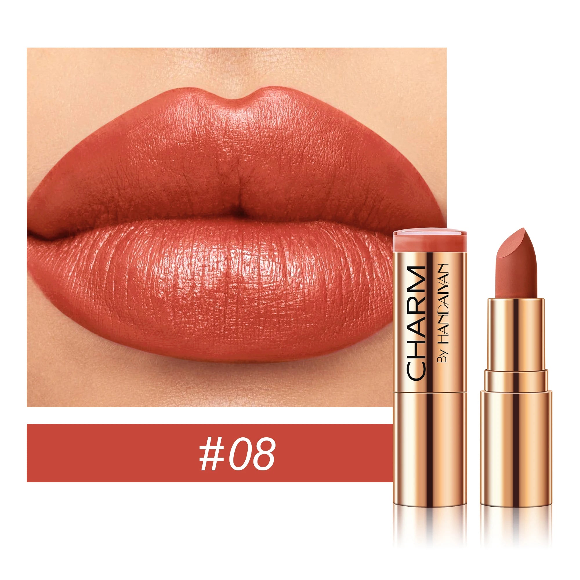 Long Lasting Moisturizing Velvet Lipstick Waterproof Non Stick Cup Creamy Nourish Cover Lip Line Glossy Golden Mud Formula