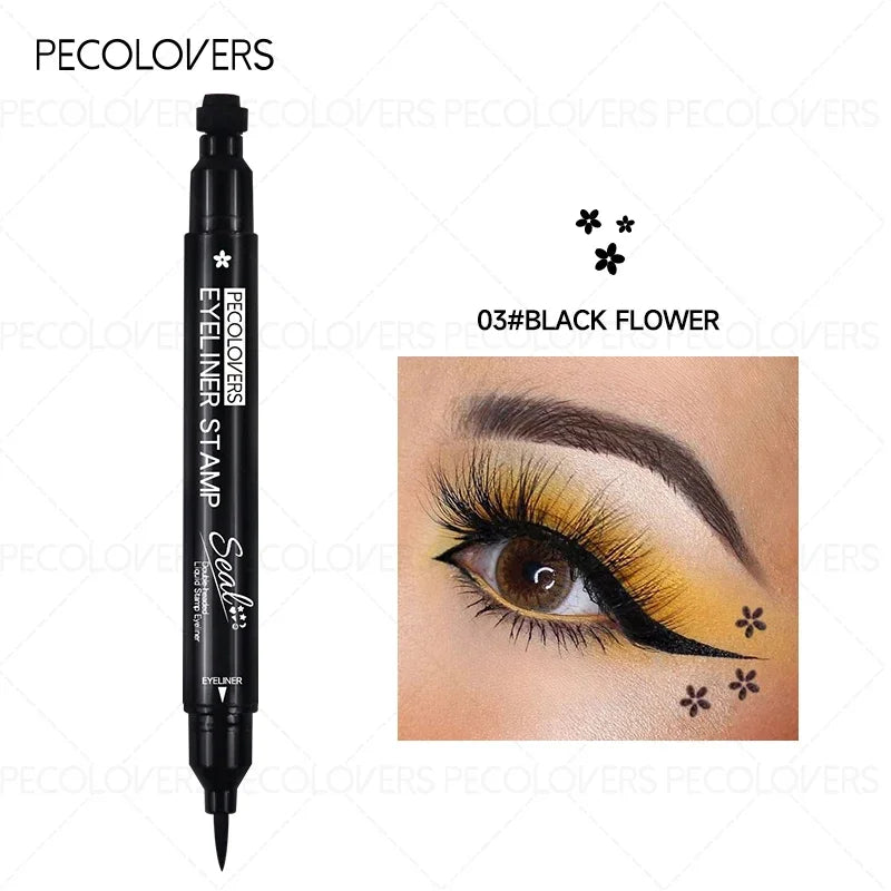 1PC Liquid Eyeliner Stamp - Waterproof, Slim Gel Felt Tip with Heart, Star, Triangle & Flower Shapes for Creative Eye Makeup
