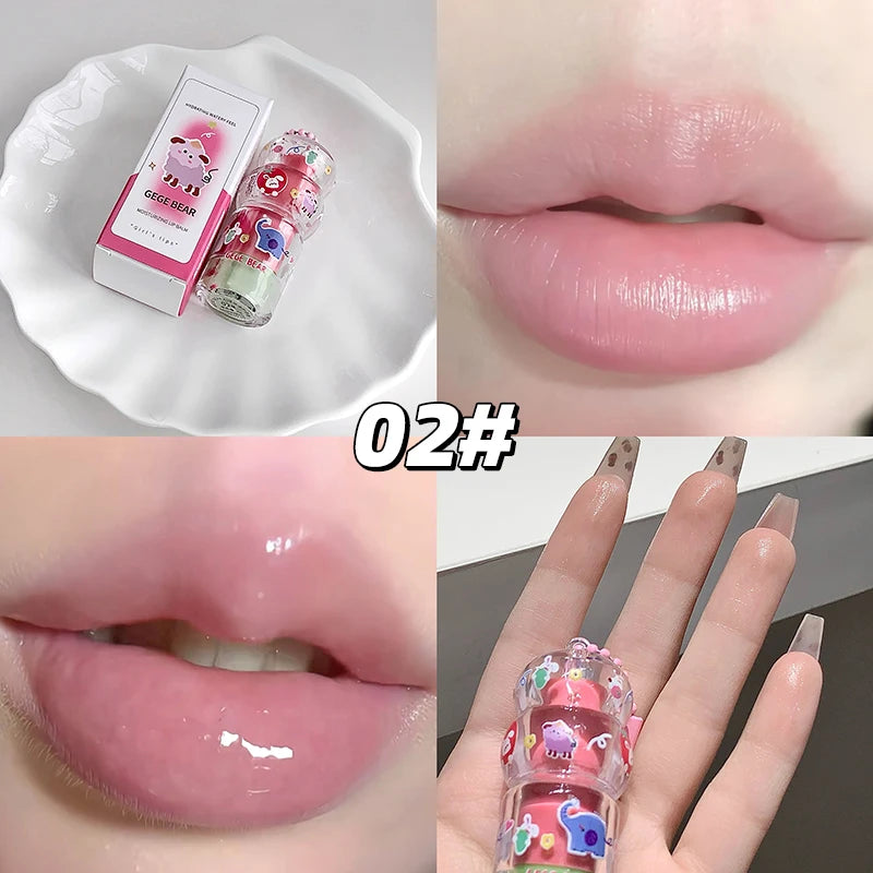Gege Bear Fruit-Flavored Lip Balm Hydrating Cute Keychain Pendant Lipstick Long Lasting Moisturizing Reduce Lip Lines&Lip Base