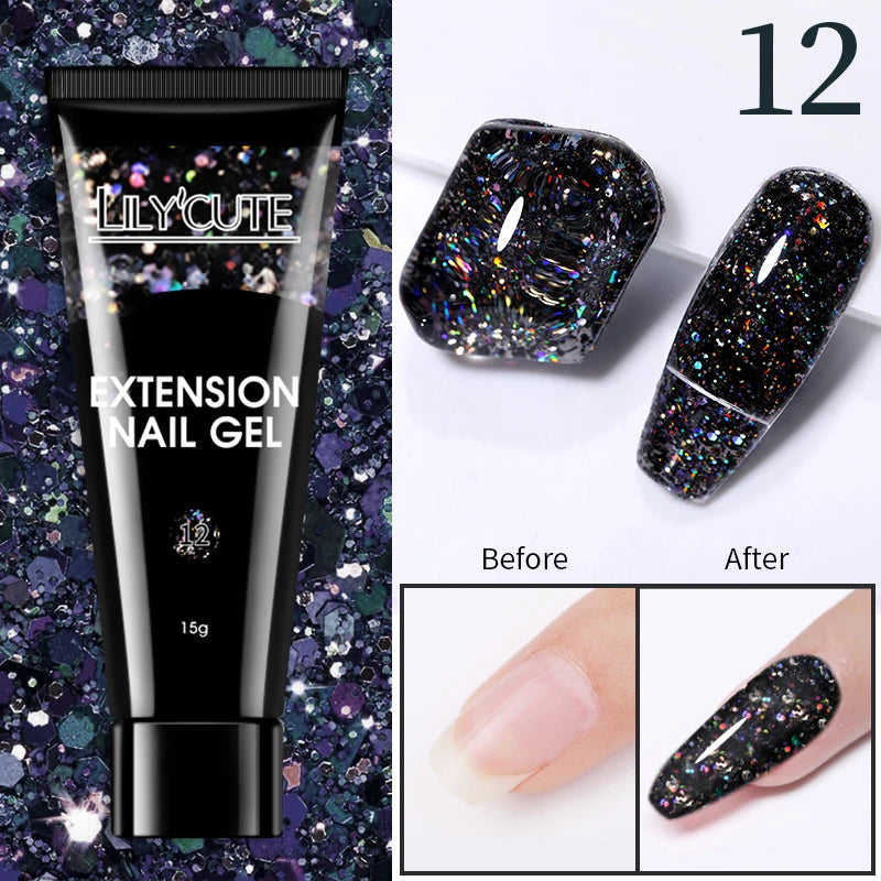 LILYCUTE 15ML Quick Extension Gel Nail Polish Milky White Clear Pink Color French Manicure Finger Prolong Nail Hard Gel Varnish
