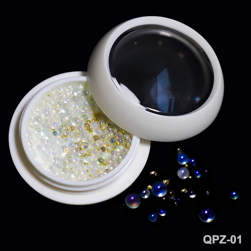 White Acrylic Flower Nail Art Decorations Mixed Size Rhinestones Red Blue Gem Manicure Tools Accessories DIY Nails Design 5g
