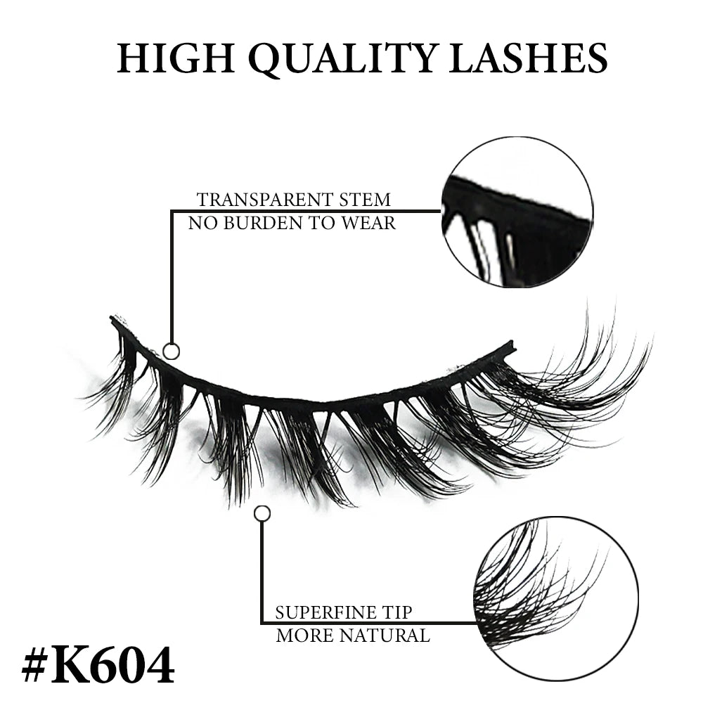 MIOFIA New 5 Pairs Fake Lashes D Curl Fluffy Soft Volume Eyelash Extensions Natural Look 3D Faux Mink False Eyelashes Makeup