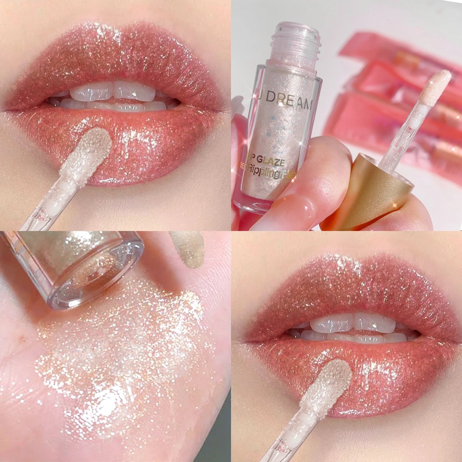 Sweet sparkling lip glaze mirror lip shine light lip gloss transparent lip gloss water gloss pure desire