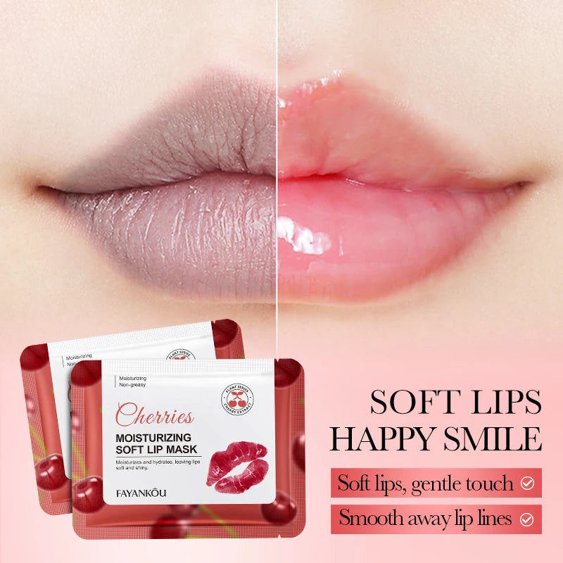 FAYANKOU Cherry Crystal Collagen Lip Mask Moisturizing Plump Lips Lips Moisturizer Lip Patches Lips Plumper Skin Care Products