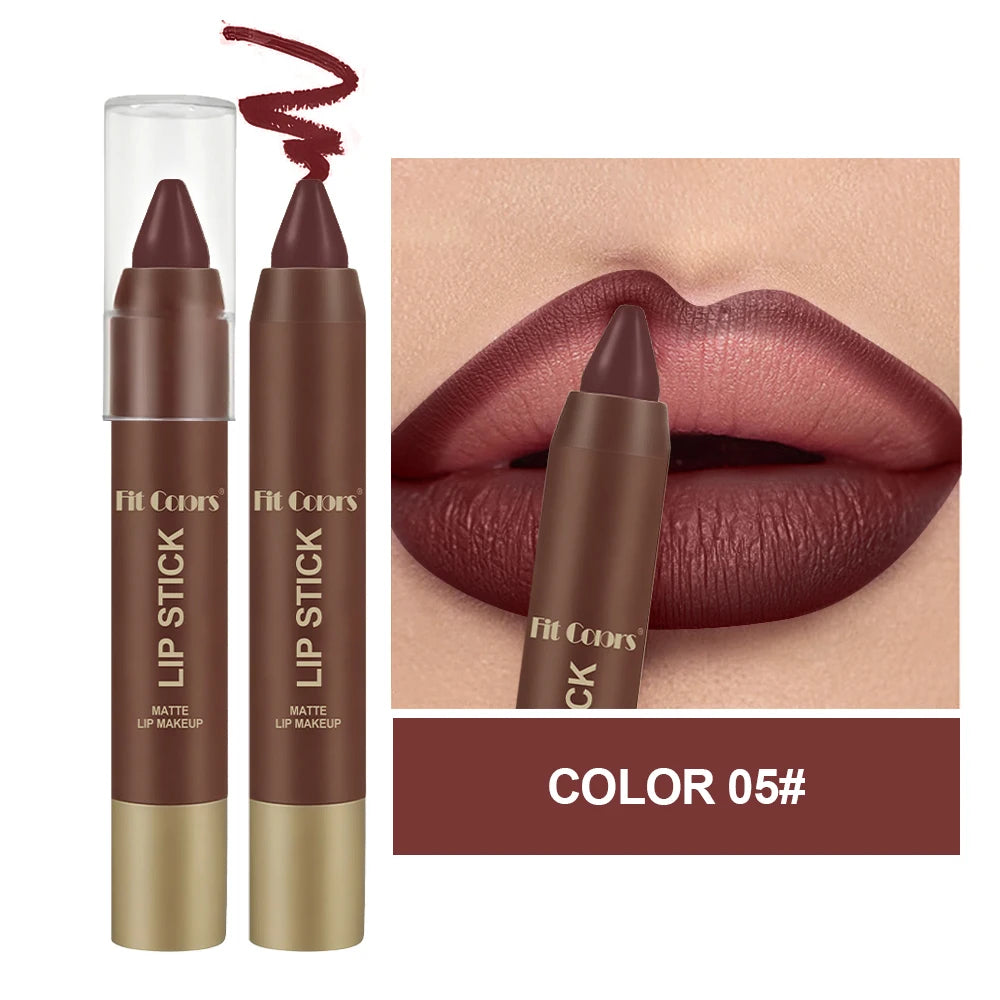 FIT COLORS Matte Soft Mist Lip Liner Lipsticks 6 Colors Smooth and Pigmented Non-Stick Chocolate Lipsticks