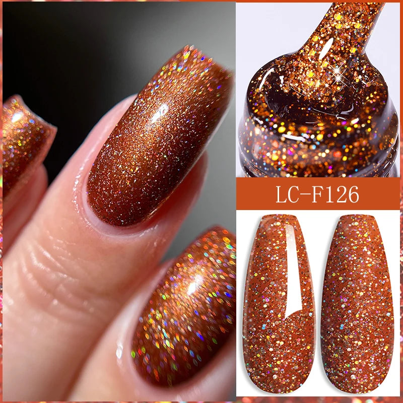 LILYCUTE 7ML Black Silver Red Reflective Glitter Gel Nail Polish Sparkling French Soak Off Long Lasting Manicure Nails Art Gel