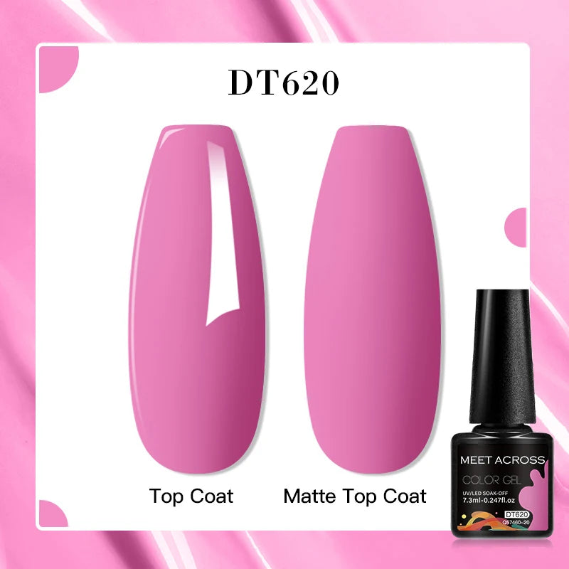 MEET ACROSS 160 Colors 7.3ml Gel Nail Polish Vernis Glitter Sparkly Semi Permanent Soak Off LED UV Gel Varnish Nail Art Manicure