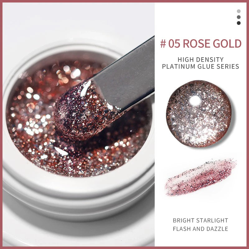 1 Bottle Silver Golden Metal Nail Painting Gel Soak Off Emboss UV Glitter Gel Reflective Professionals Painted Nail Gel Polish