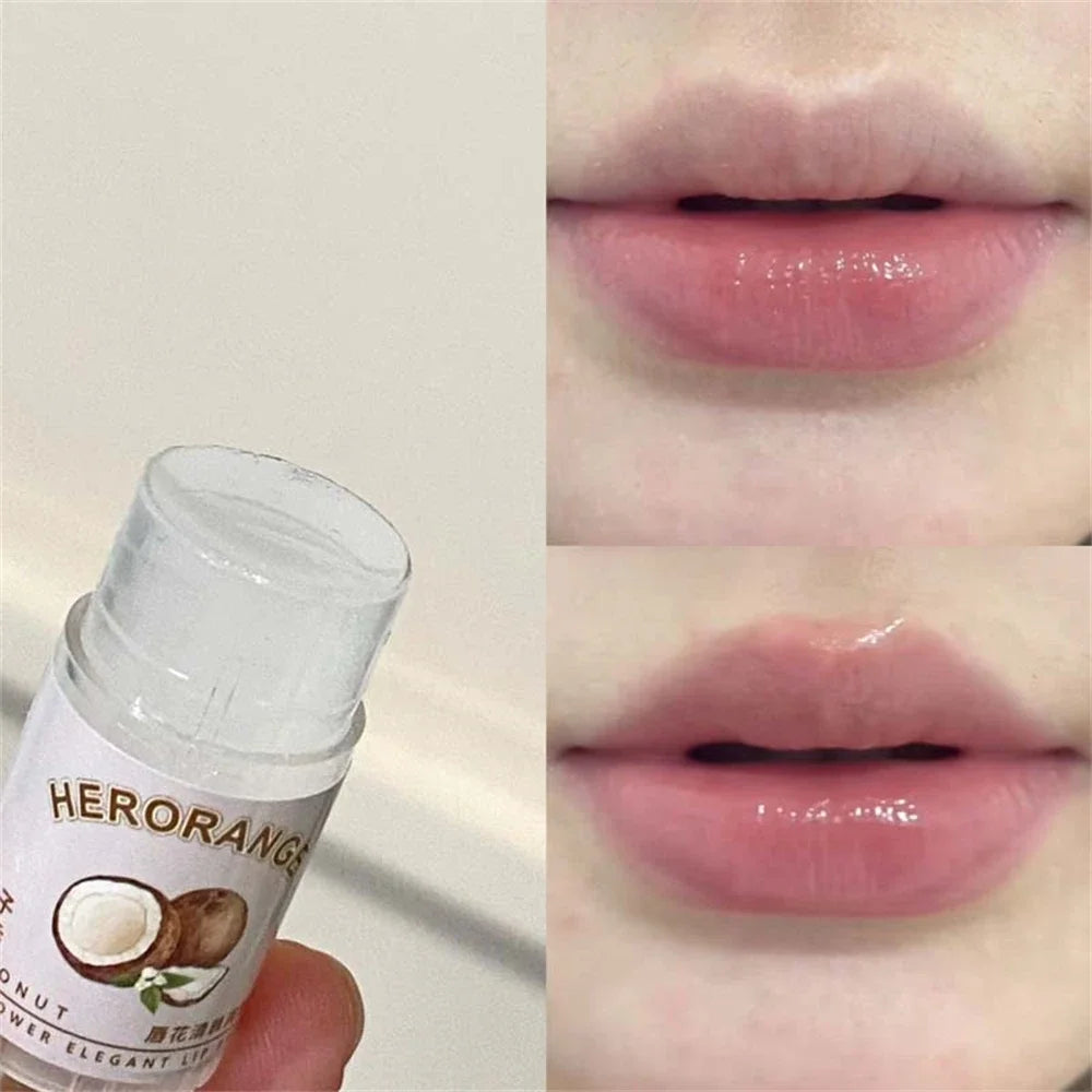 Transparent Coconut Fruit Lip Balm Lip Care Moisturizing Fade Fine Lines Jelly Lip Gloss Lipstick Anti-drying Hydration Makeup