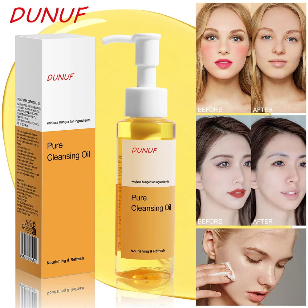 DUNUF 100ML Cleansing Oil Plant Extract Deep Cleans Facial Pores Moisturizing Reduces Blackheads Face Skin Care Makeup Remover