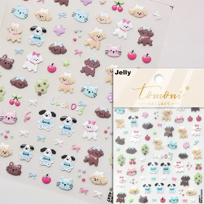 Cute Cat Eye Fishbone Animals Leopard Cat Ginger Cat Kitten Exclamation Point Paw Self Adhesive Nail Art Sticker Manicure Decals