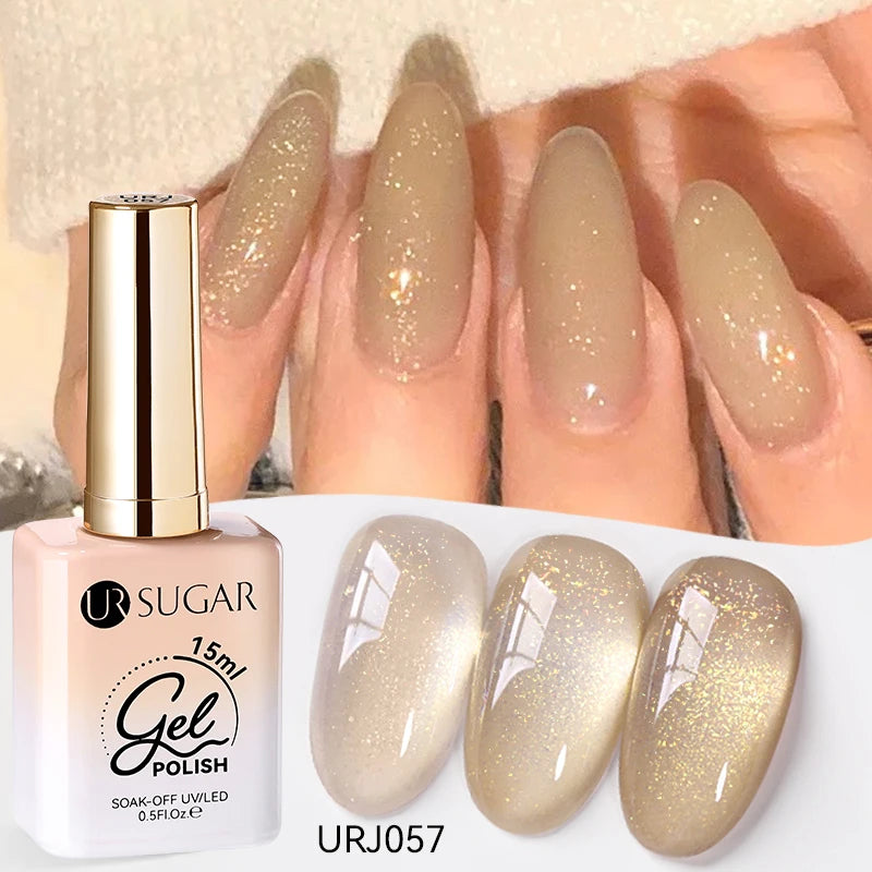 UR SUGAR 15ml Fiber Rubber Base Gel Upgrade Broken Nail Repaired Fiberglass Clear Quick Building UV Construction Gel Soak Off