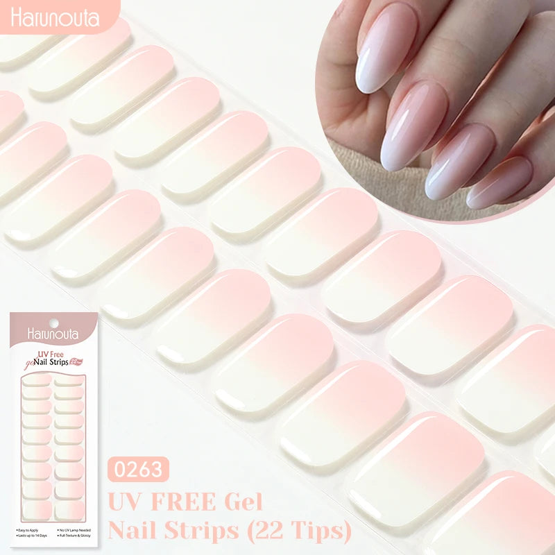 22strips UV Free Nail Gel Strips Loving Heart Gel Polish Nail Sticker Curing-free Adhesive Stickers for Nails Long Lasting Wrap