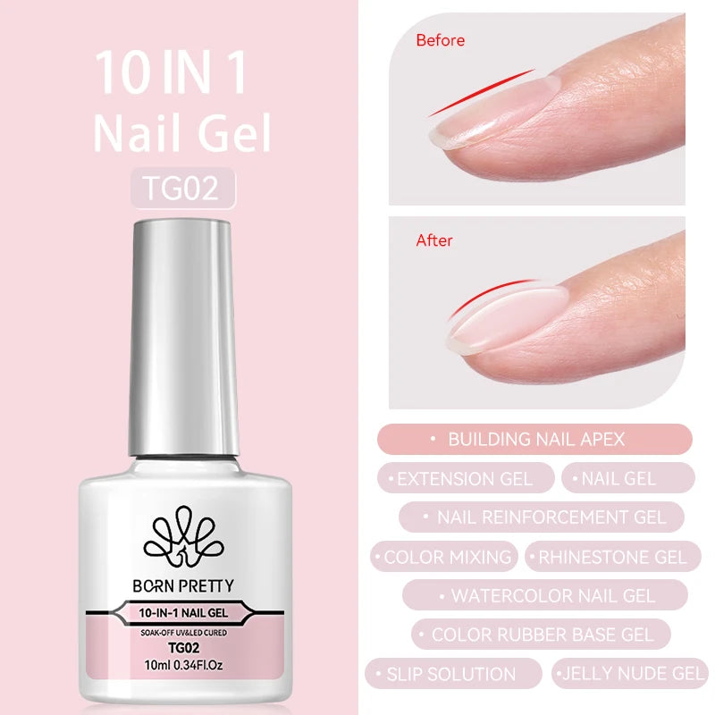 BORN PRETTY 10ml Translucent Color Gel Polish Jelly Nude Autumn Jelly Amber Semi Permanent UV Gel Nail Art Soak Off Gel Varnish