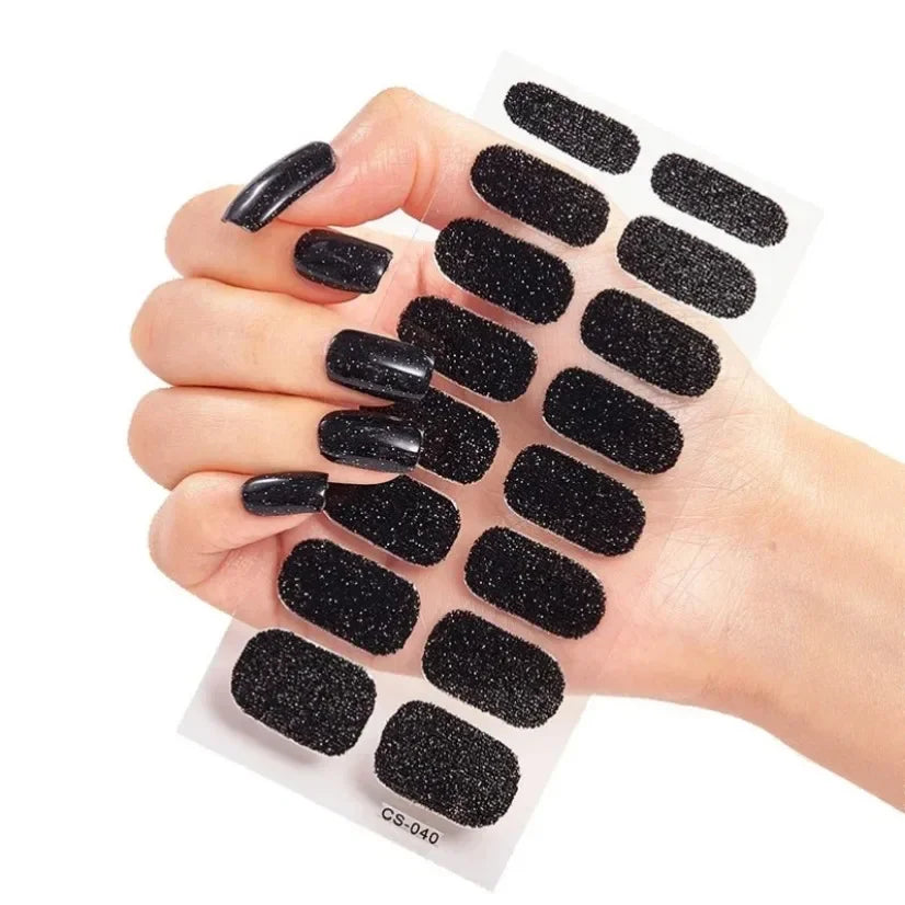 DIY Semi Cured Gel Nail Stickers Long-Lasting Solid Color Nail Strips Patch Slider Nail Sticker Full Cover Decal Manicure Patch