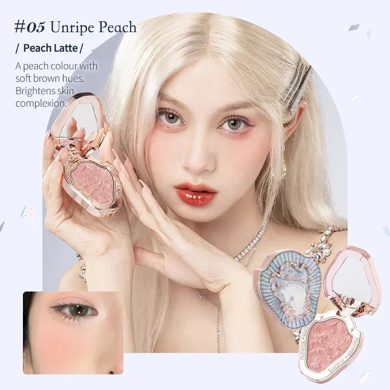 Flower Knows Strawberry Rococo Series Embossed Blush Fine Powder Makeup Smooth Long-Lasting Blusher Face Enhancing Makeup Color