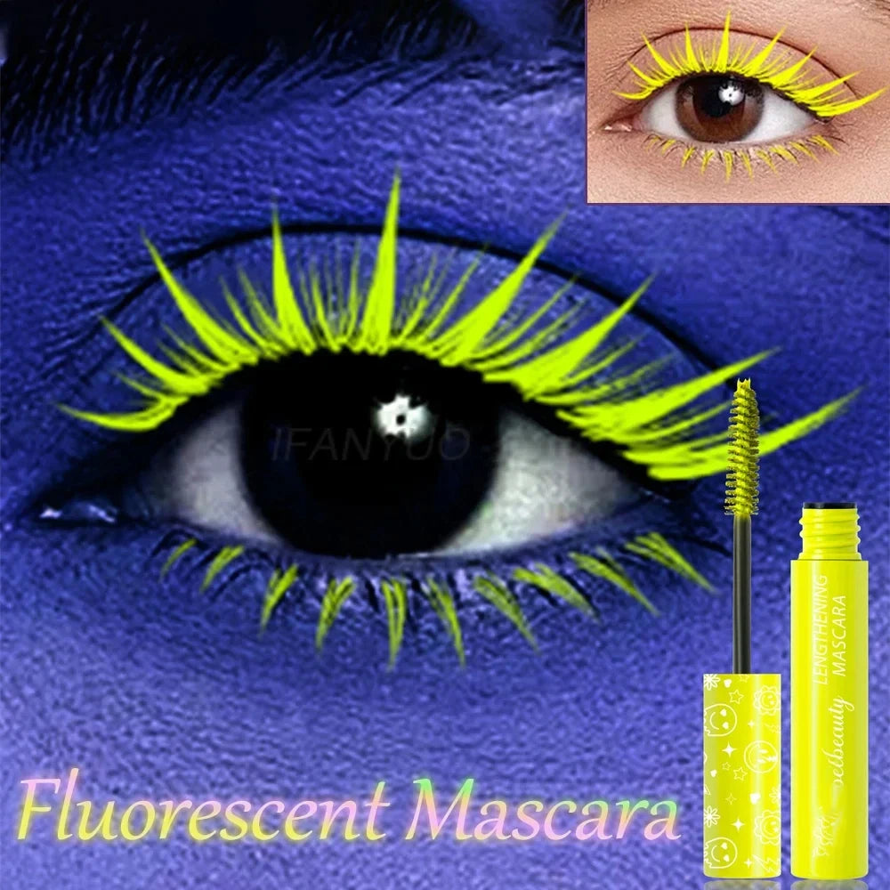 6Color Neon Mascara Fluorescence Waterproof Lasting Cosmetic Luminous Pigment Quick Dry Mascara Non Caking Eyelash Extend Makeup