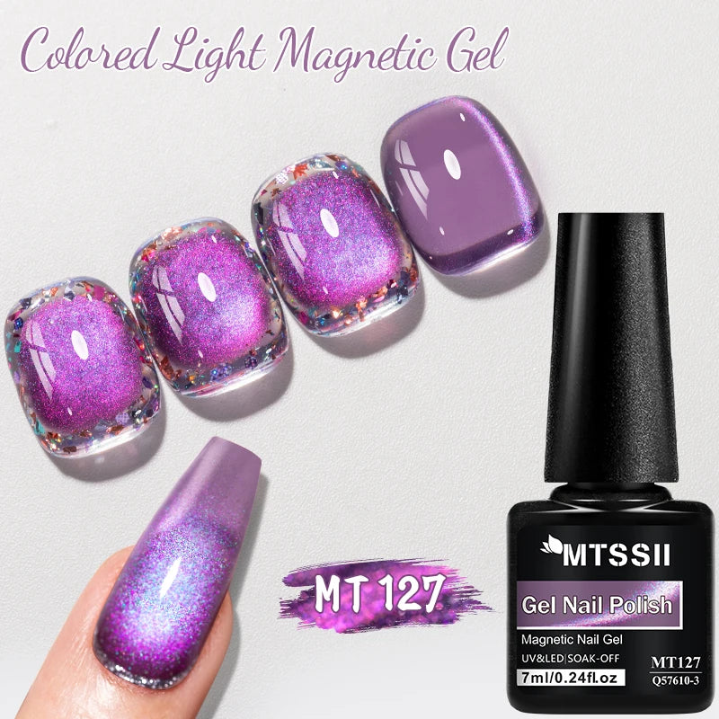 7ML Ice Transparent Glass Bead Moonlight Cat Eye Magnet Gel Nail Polish Jelly Ultra Shine Glitter Semi Permanent Soak Off UV Gel