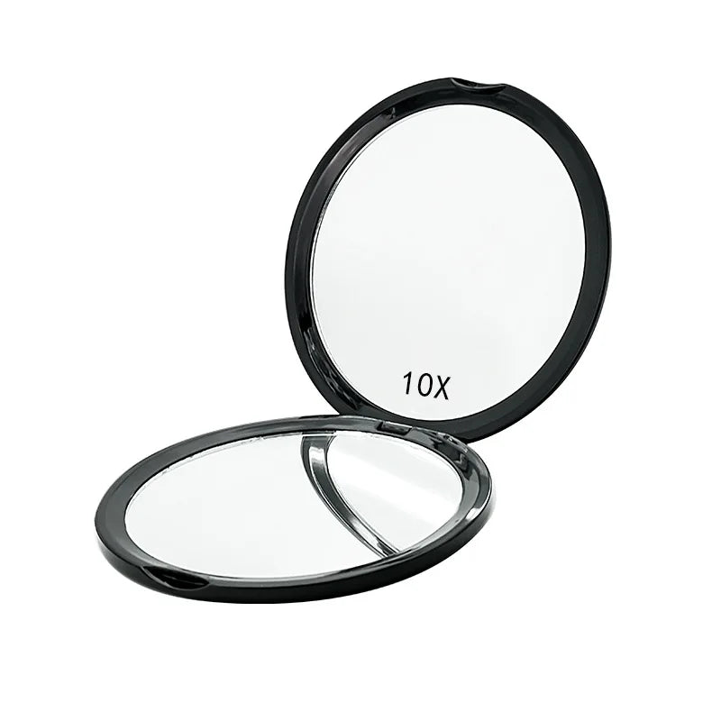 Portable Mini Makeup Mirror Compact Pocket Handheld Mirror 10x Magnifying Double Sided Makeup Mirror Travel Beauty Cosmetic Tool