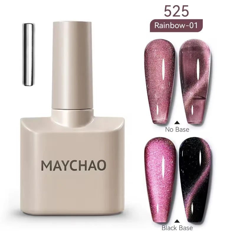 MAYCHAORomantic Galaxy Cat Eye Gel Nail Polish With Magnet Soak off UV Holographic Magnetic Rainbow Gel Polish for Nail Manicure