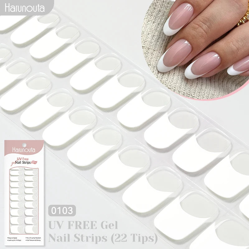 22strips UV Free Nail Gel Strips Loving Heart Gel Polish Nail Sticker Curing-free Adhesive Stickers for Nails Long Lasting Wrap