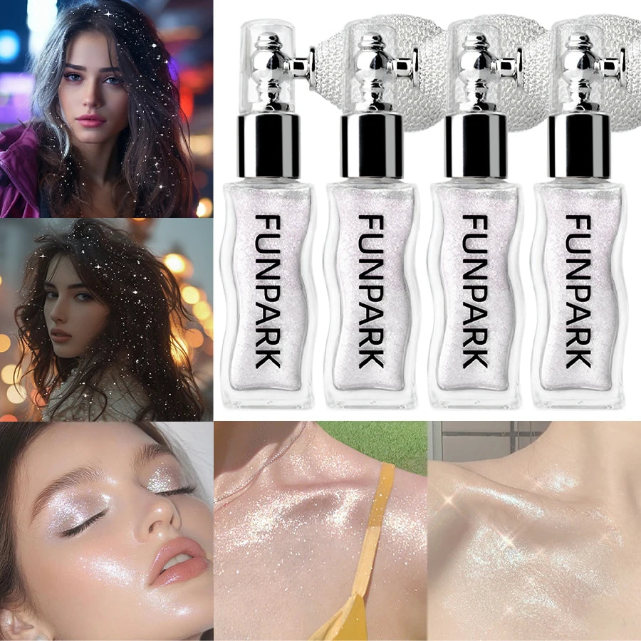 1PC Highlighter Powder Brightens The Whole Body Sparking Face Korean Makeup Lasting Pearlescent White Brown Silver Cosmetics