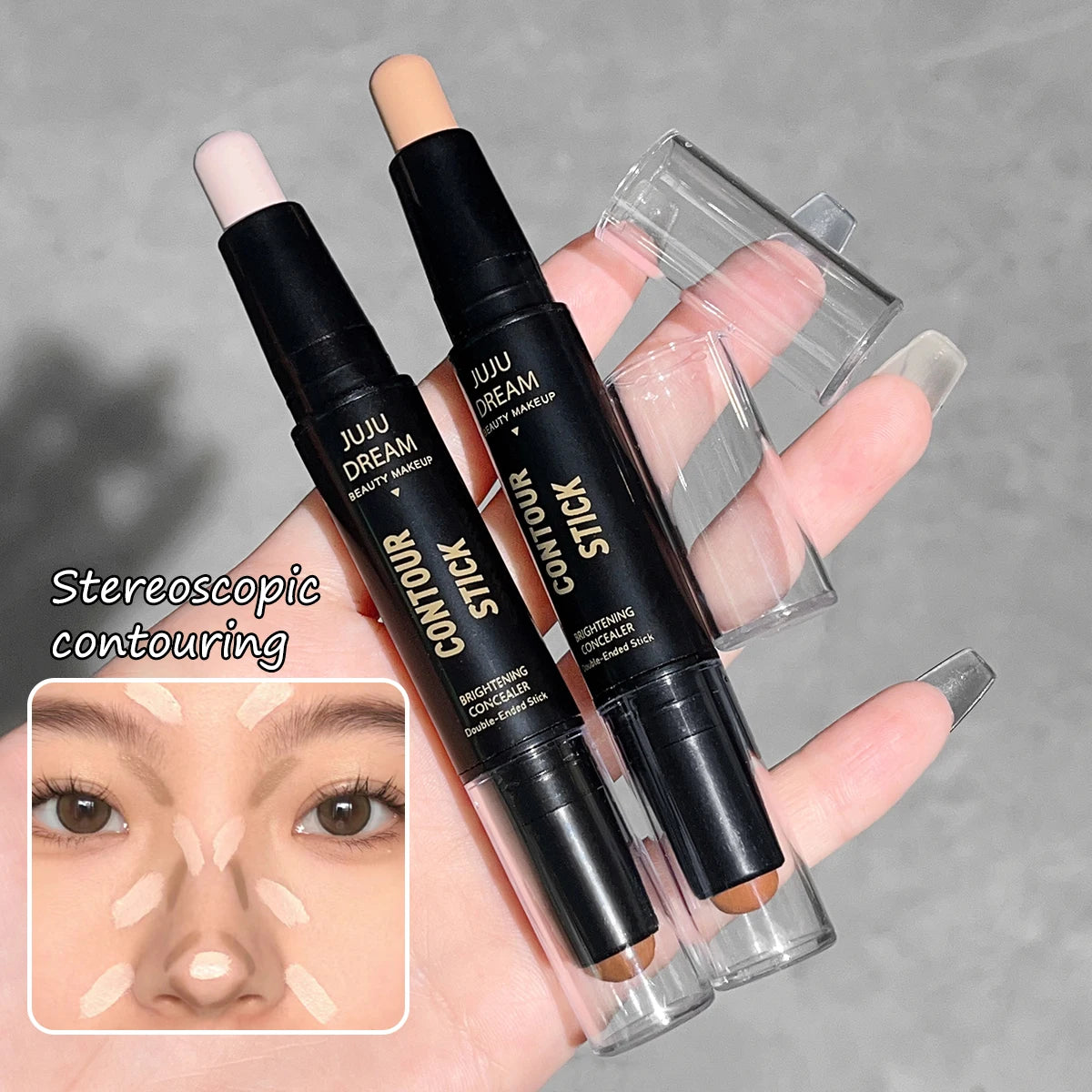 Dual-ended highlighter wand 2-in-1 concealer pen natural three-dimensional shadow wand