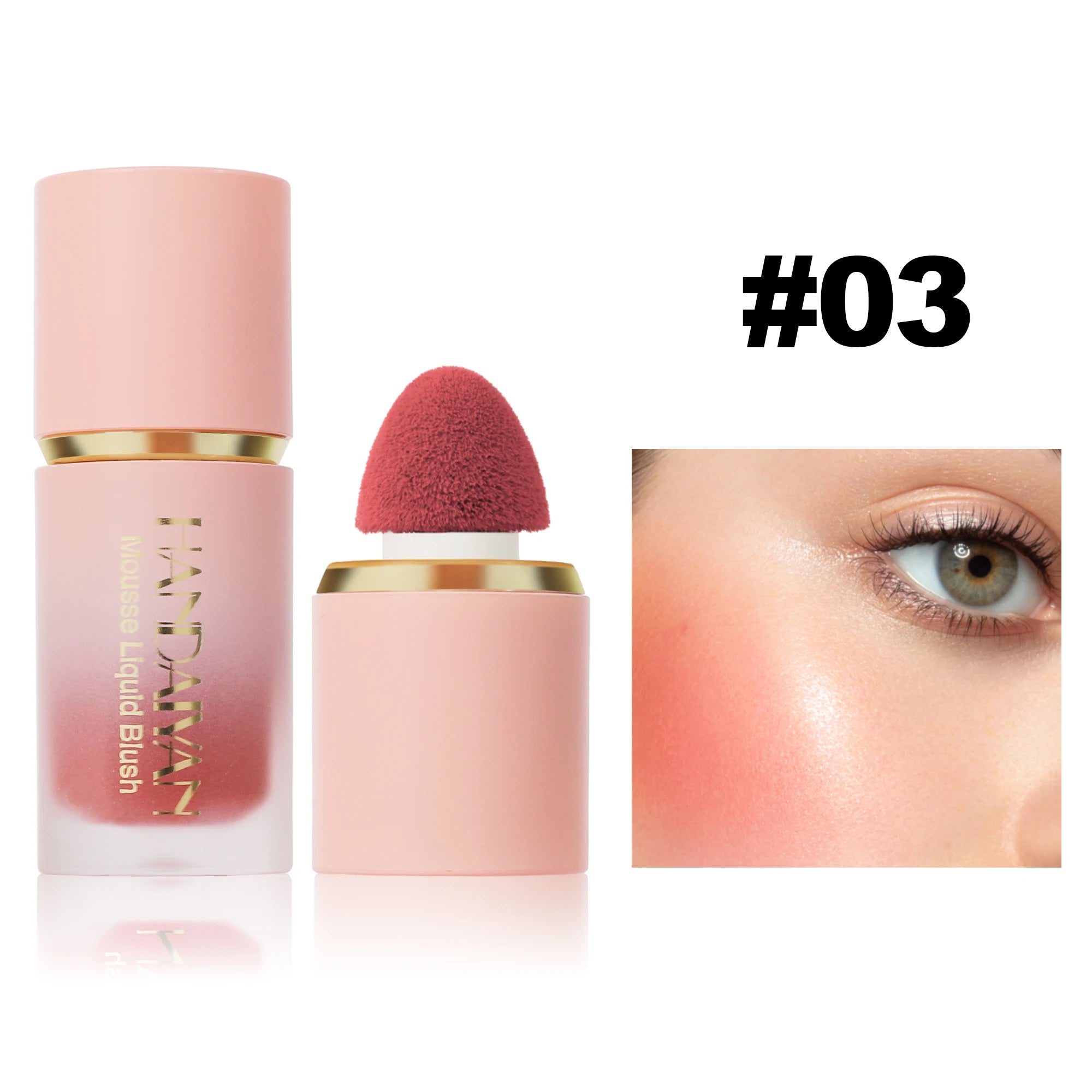 6 Colour Matte Liquid BlushEasy to apply long lasting waterproof blush sponge brush head