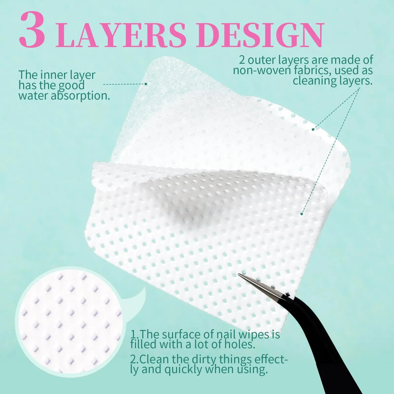 YIKOOLIN 200 Pieces Lint-Free Nail Wipes Professional Eyelash Extension Glue Wipes Nail Polish Removal Wipes for Salon Use