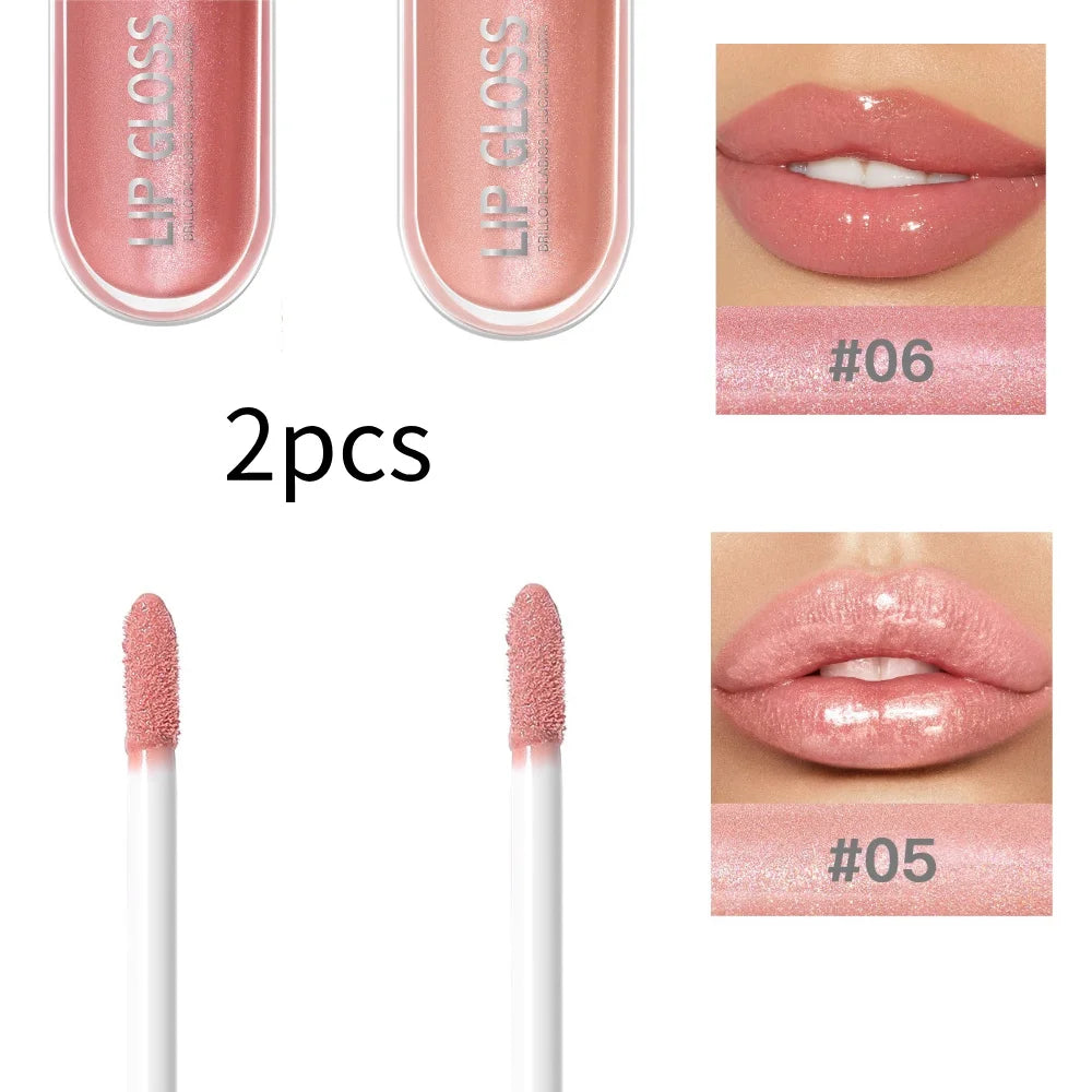 USHAS 12 colors mirror fine flash liquid lipstick pearlescent color waterproof sweatproof non-stick cup lip gloss