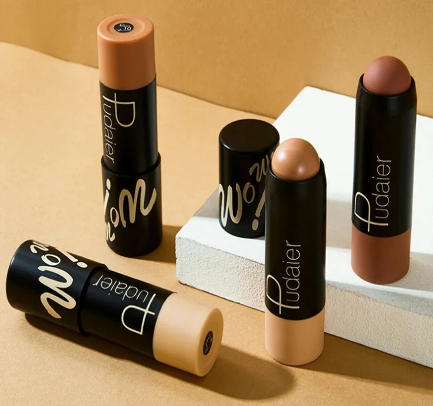Full Coverage Lightweight Foundation Stick Contour Face Makeup Lasting Nude Foundation Base Hide Blemish Bronzer Cosmetics Brush