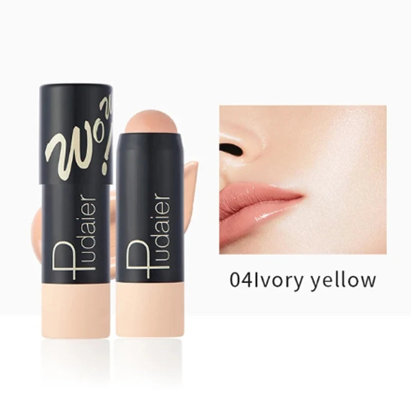 Full Coverage Lightweight Foundation Stick Contour Face Makeup Lasting Nude Foundation Base Hide Blemish Bronzer Cosmetics Brush