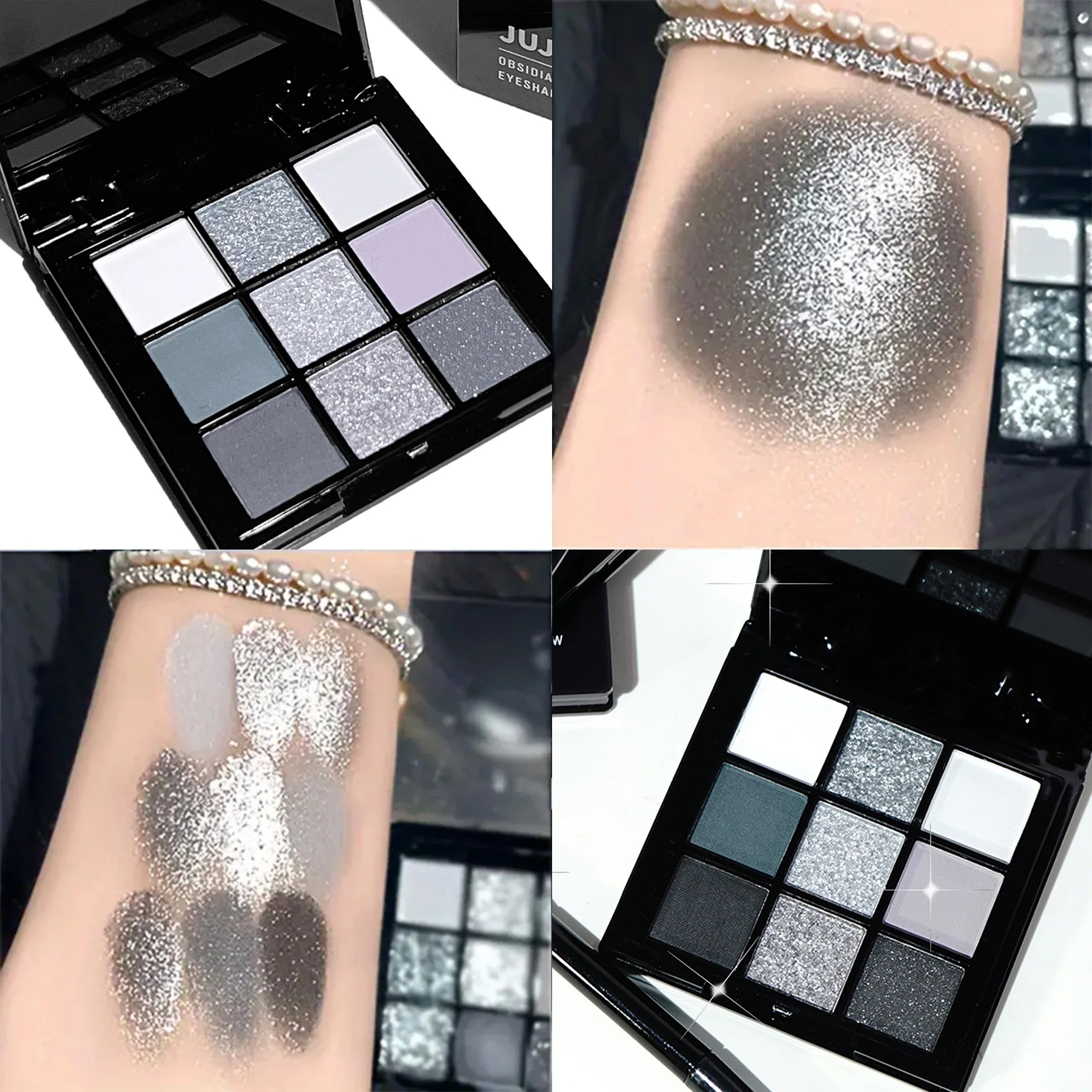 9-Shade Eyeshadow Palette - Black Swan Smoky Glitter & Matte