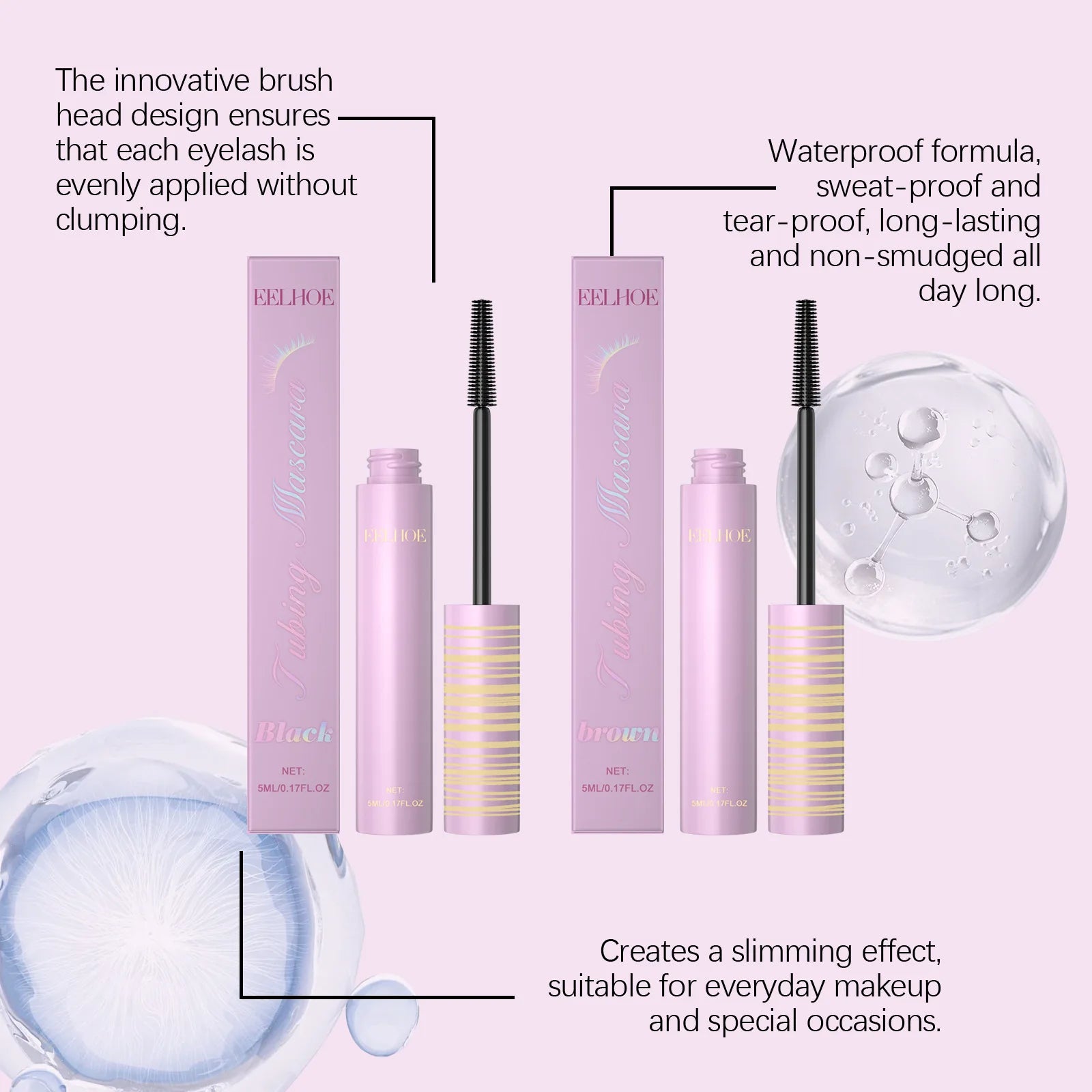 Eelhoe Curling Mascara Series Keep Thicking Lengthening Eyelashes Extension Volume Makeup Cosmetics Waterproof Black Mascara 5ml
