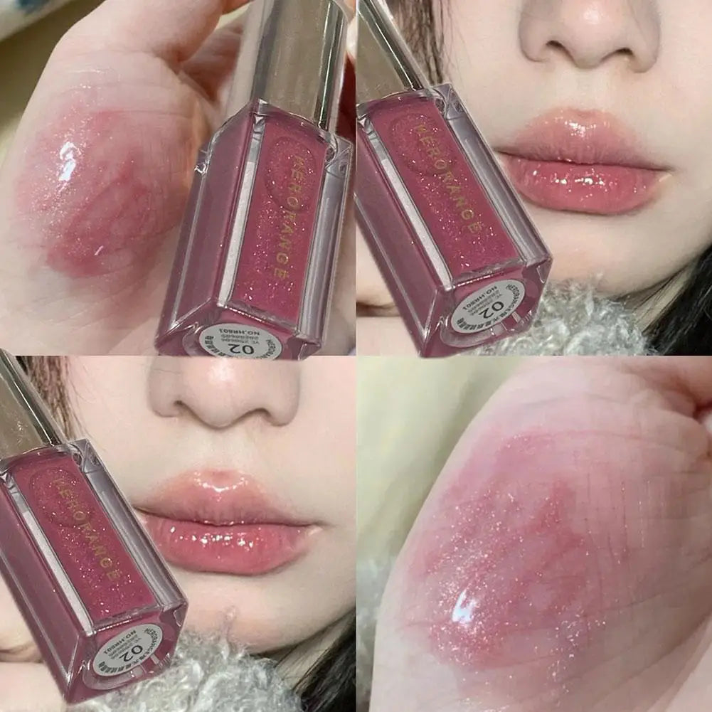 Clear Watery Lip Glaze With Shimmer Herorange Starlight Gloss For Everyday Parties Lightweight Non-Sticky Lasting Brand Lipstick