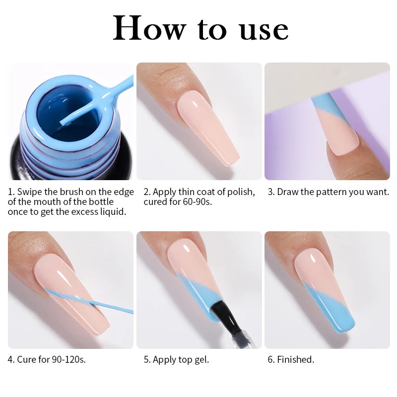 LILYCUTE 5ml Super Bright Metallic Painting Liner Gel Nail Polish UV LED Painting Gel Nail Art Drawing Stripe Pull Line UV Gel
