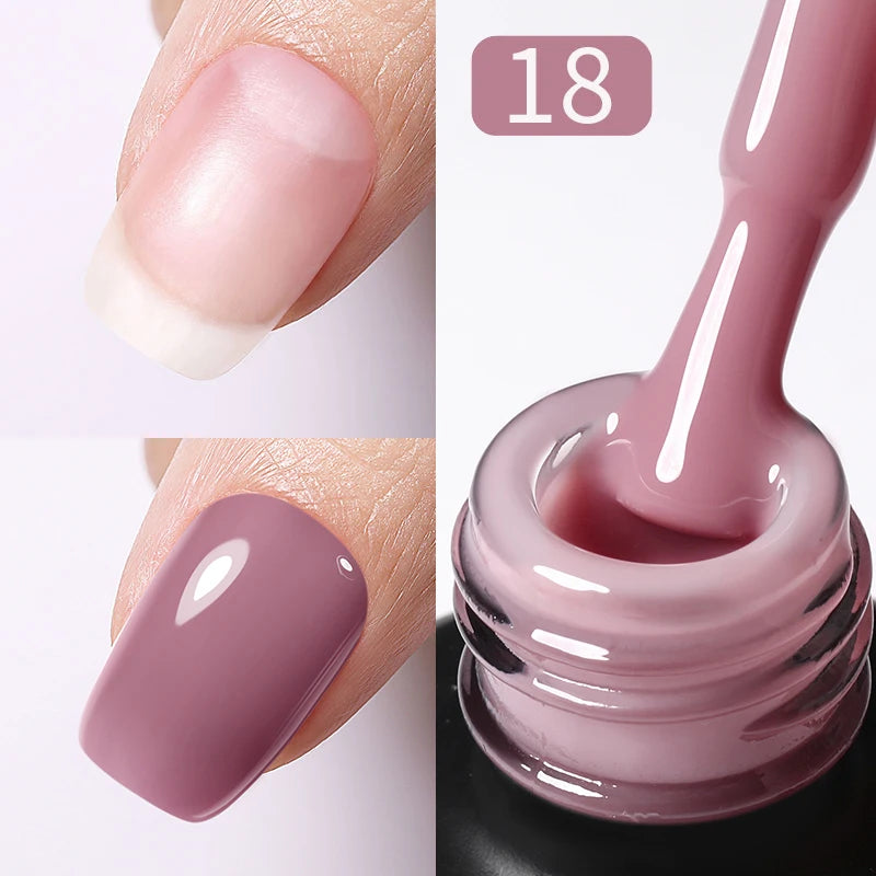 BORN PRETTY 15ml Jelly Nude Rubber Base Gel Natural Milky White Clear Semi permanent Self-Leveling Soak Off UV LED Gel Varnish