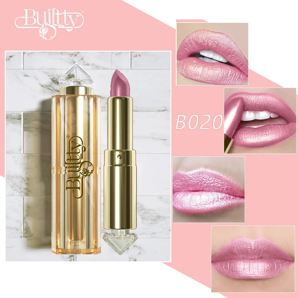 BUILTTY Korean Glitter Pearl Dropshiping Lipstick Matte Nude Color Long Lasting Waterproof Wholesale Price Red Pink Purple