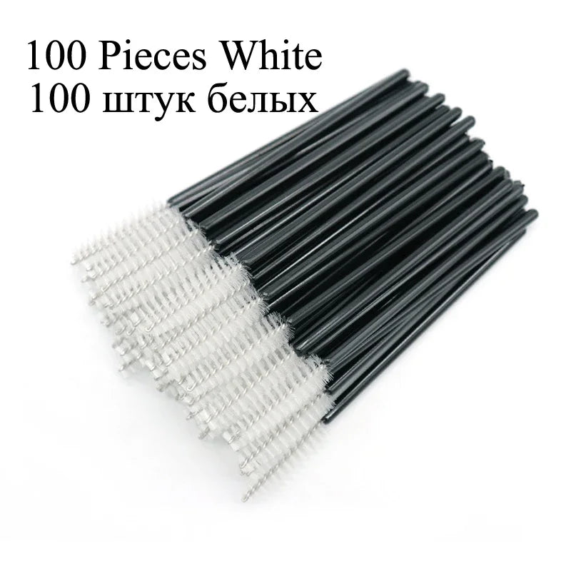 100Pcs Disposable Micro Eyelash Extension Makeup Kit Eyelash Brush Mascara Wands Applicator Spoolers Eyebrow Comb brushes lashes