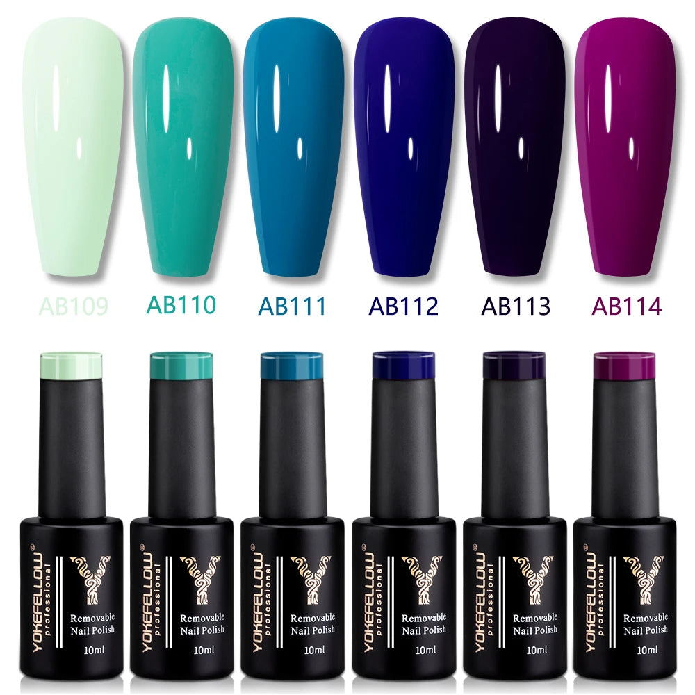 YOKEFELLOW 2022 New Color 10ML Nail Gel Polish Semi Permanent Gel Varnish Base Top Coat 122 Soak Off Colors Organic Nail Varnish