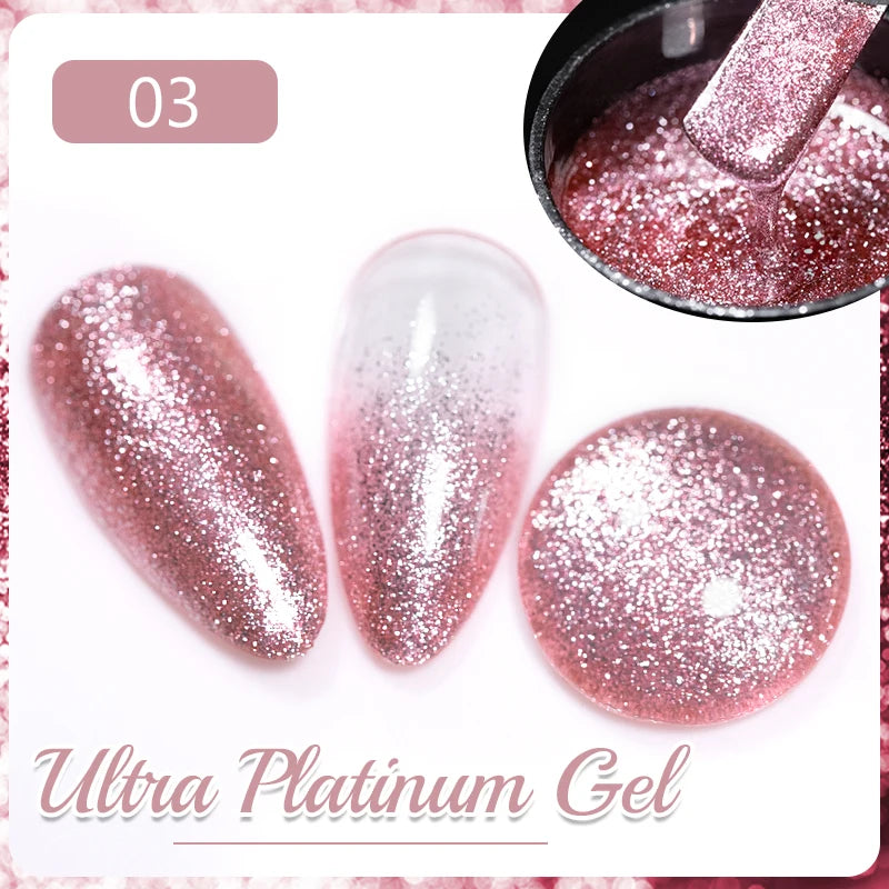 PUENTE 7.5ML Nude Shade Ceramic Cat Eye Gel Nail Polish Shiny Moonlight Cat Eye Gel Soak Off UV Semi-Permanent Nail Art Varnish