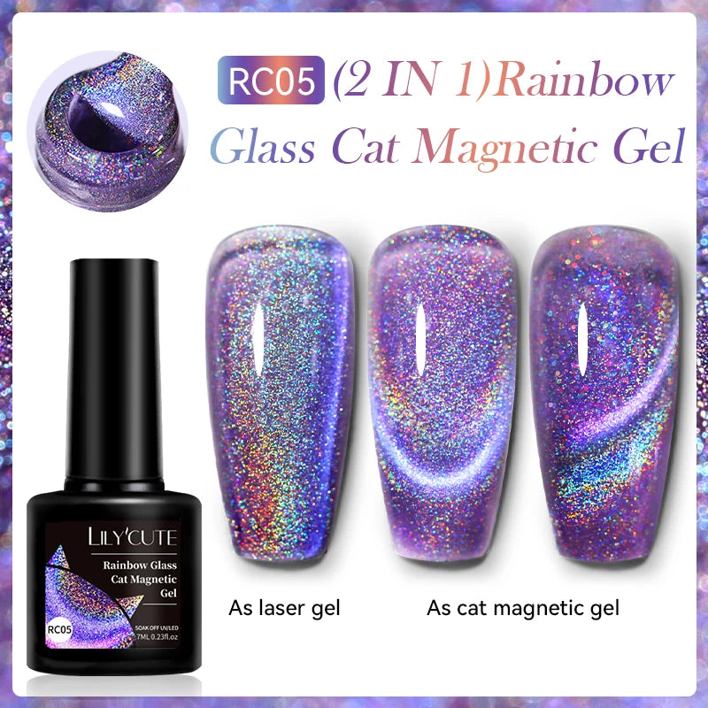 LILYCUTE 7ml Fruit Grape Purple Cat Magnetic Gel Nail Polish Vernis Semi Permanent Soak Off Colorful Gel Polish Nails Supplies