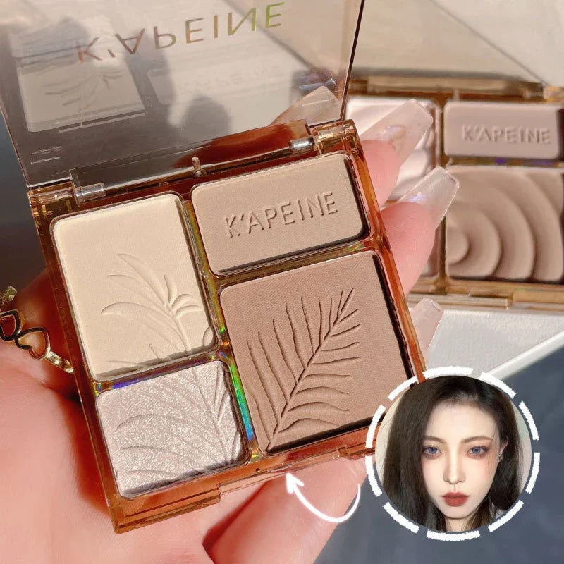 4 colors Brown Blush Highgloss Highlighter Contour Repair Palette Waterproof Long-lasting Matte Contour Powder Makeup Cosmetics